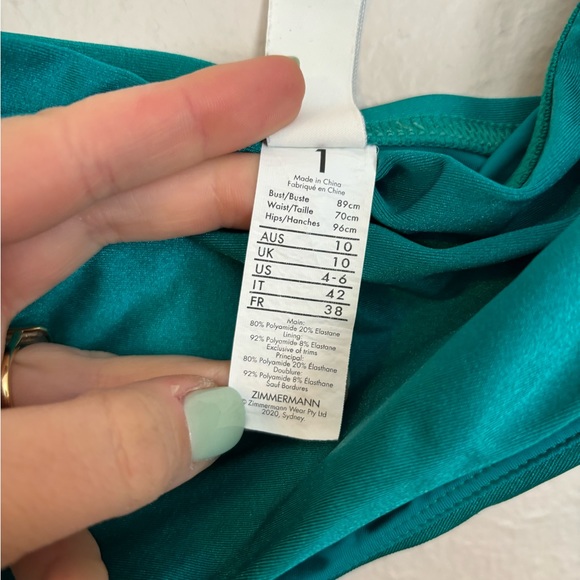 Zimmermann Teal Side Tie One Piece, size 4, $310 - Picture 9 of 10